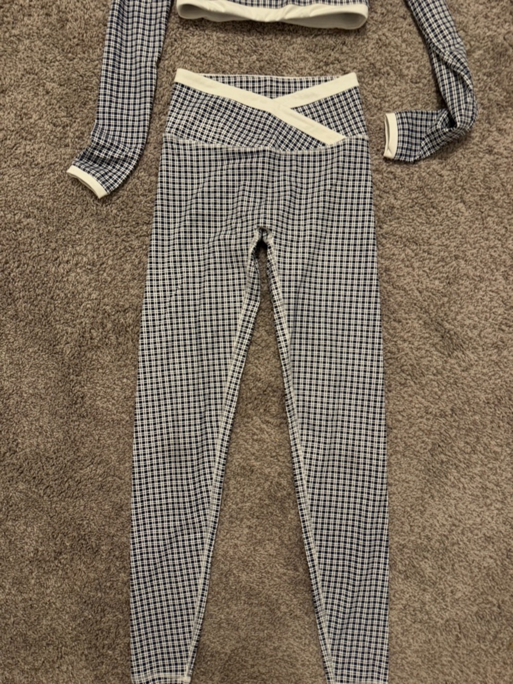 Black & White Gingham High-Waist Leggings Set - Picture 2 of 5